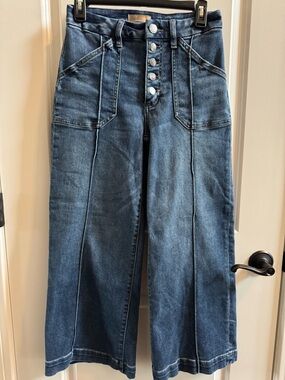 Kut from the Kloth Washed Blue Meg High-Rise Wide-Leg Jeans